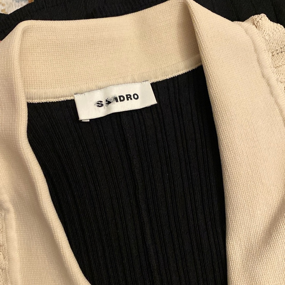 Sandro 2-tone Puff Sleeve Midi Knit Dress - Picture 5 of 8